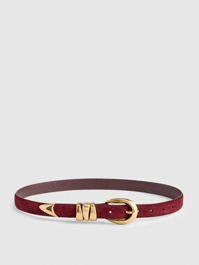 Madewell Triple Metal Keeper Belt, Burgundy, Red, Leather